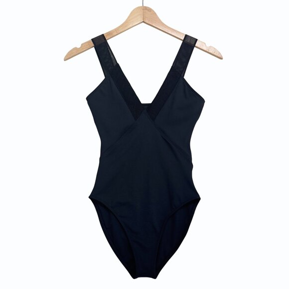 Heroine Sport Racing Bodysuit Womens XS Deep V Mesh Black Workout Swim‎ Capsule - Picture 2 of 11